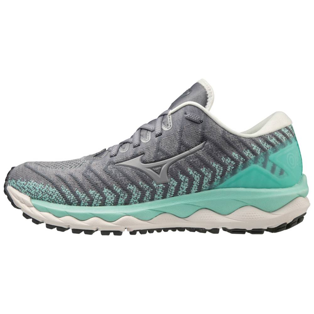 Mizuno Women's Wave Sky 4 WAVEKNIT™ Running Shoes grey/Turquoise (411222-CBJ)